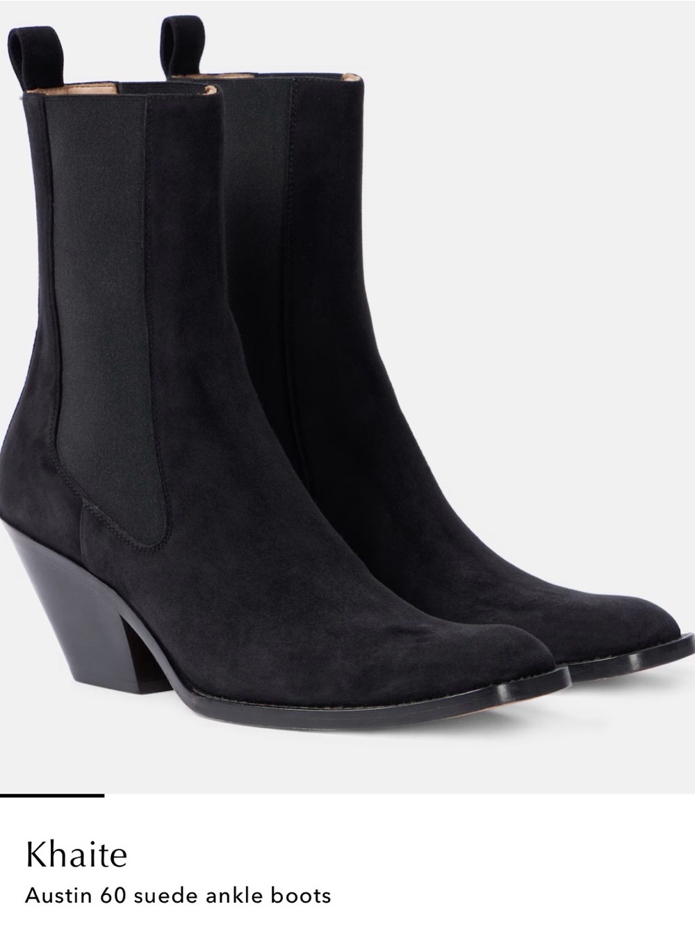 KHAITE Austin 60 Suede Ankle Boots in Black